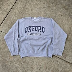 Vtg OXFORD UNIVERSITY Arc Logo Graphic British College Crewneck Sweatshirt XL